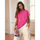 thumbnail image 5 of Camisetas de Corta Extragrandes para Mujer, Cuello Redondo, Holgadas, para Hacer Ejercicio, Informales, de Verano, de Algodón, Color Rojo Rosa, Talla 4XL, 5 of 8