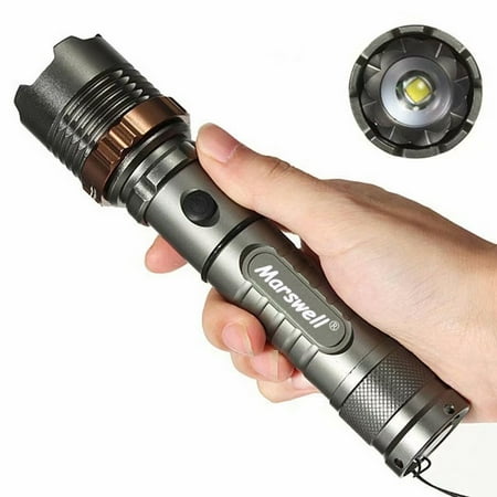 Cell Angle Head Flashlight - Clearance!2000lm 3-Mode Waterproof Lotus Head LED Flashlight Suit Gray