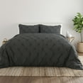 thumbnail image 2 of Noble Linens Gray Pinch Pleat 3-Piece Duvet Cover Set, King/Cal King, 2 of 8