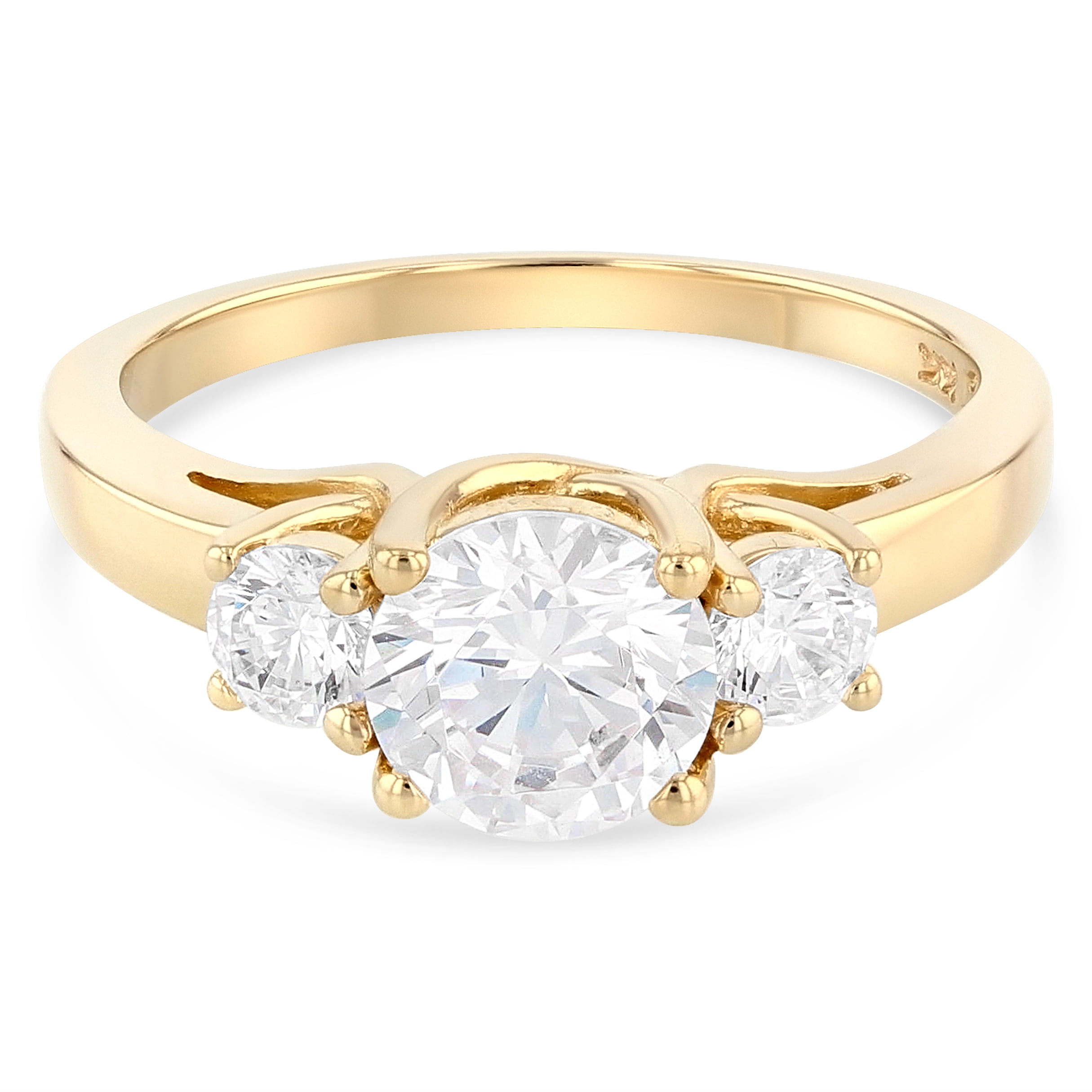 14K Solid Yellow Gold 1 Ct Round Cut CZ Wedding Engagement Ring 2 Piece Bridal Set Ioka 