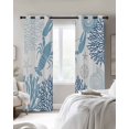 thumbnail image 3 of Navy Blue Coastal Blackout Curtains, Light Blocking Print Window Curtains, Summer Lobster Coral Nautical Thermal Insulated Window Drapes for Living Room Kitchen Cafe 2 Panels, 84"W x 63"L, 3 of 9