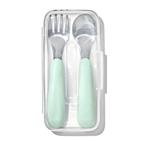 Juego de utensilios OXO Tot On-The-Go, tenedor y cuchara, color ópalo