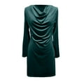 thumbnail image 4 of CAIXIA Women's Velvet Dresses Cowl Neck Long Sleeve Party Cocktail Holiday Mini Dresses 2026,Green, 4 of 5
