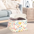 thumbnail image 3 of Yayeee Collapsible Cube Storage Bin with Lid Fabric Closet Decorative Basket with Handles, Pink Floral, 3 of 7