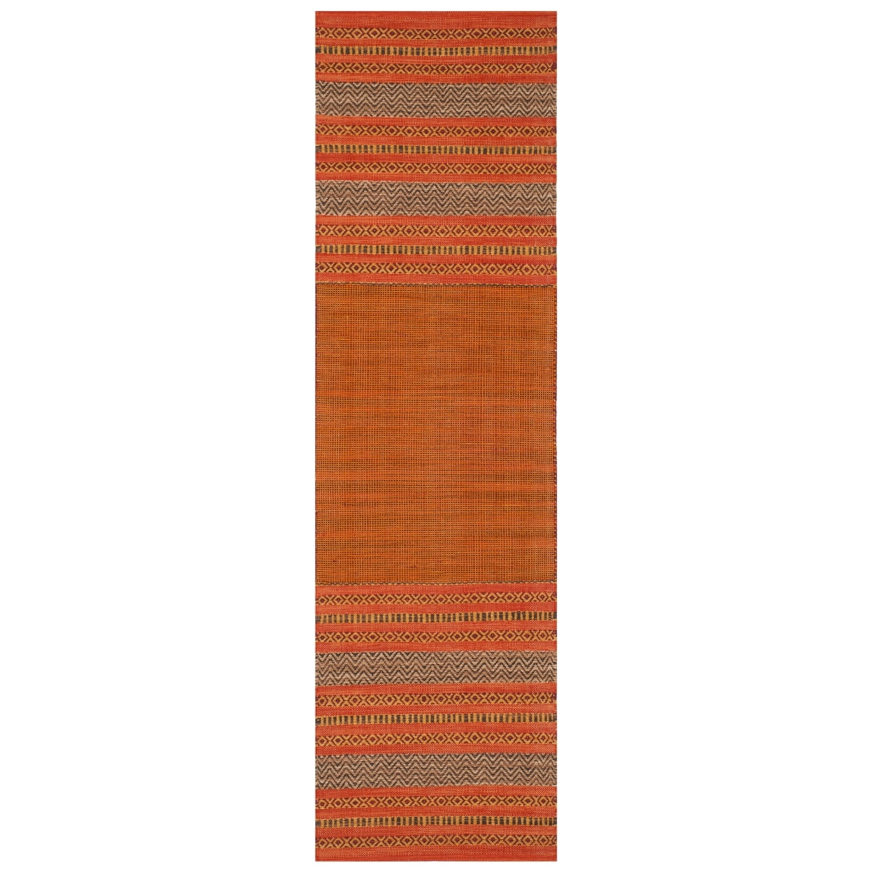 SAFAVIEH Montauk Jobeth Striped Soft Braided Cotton Area Rug, Orange/Red, 10' x 14'