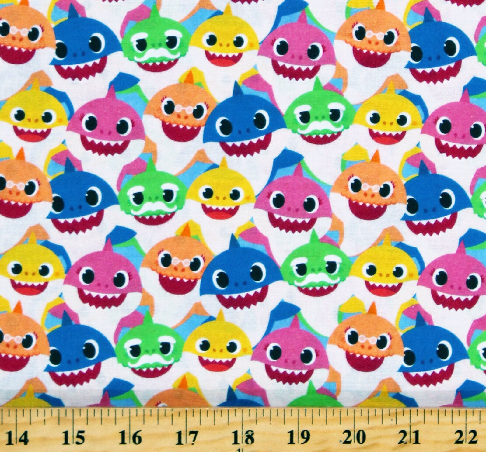 Cotton Baby Shark Song Colorful Sharks Fish Animals Kids Cotton Fabric