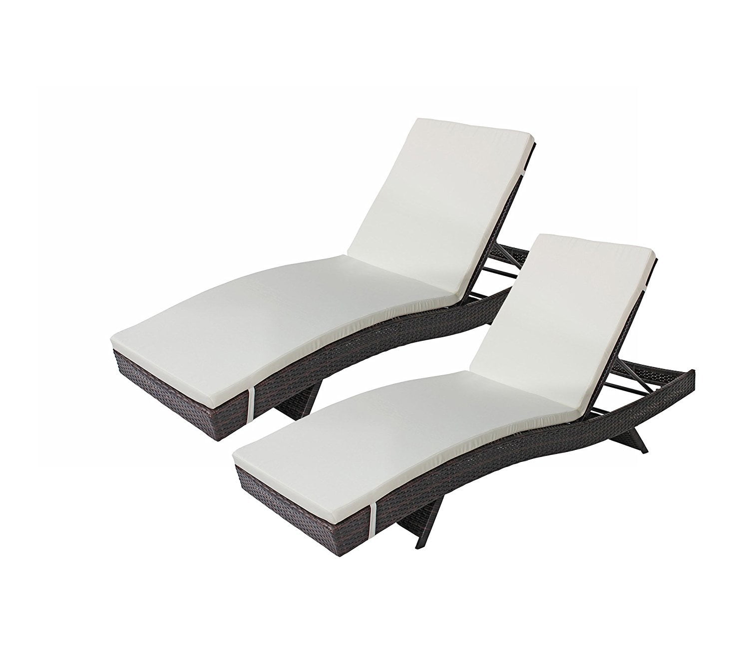 Divano Roma Furniture 2-Pack All-Weather Modern Outdoor Patio Chaise Lounge Chairs (Grey) by Sofamania