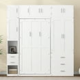 thumbnail image 3 of EUROCO Wood Murphy Bed, Storage Wall Bed with Cabinets and Drawers, Clever Furniture Set with Wardrobe for Living Room, Assemble Video Provided, Twin, 3 of 17