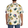 thumbnail image 3 of Lsque Travel Elements print Men's Cuban Collar Short Sleeve Shirt Summer Beachwear Casual Button Down Fashionable Vacation Leisure Shirt-Large, 3 of 7