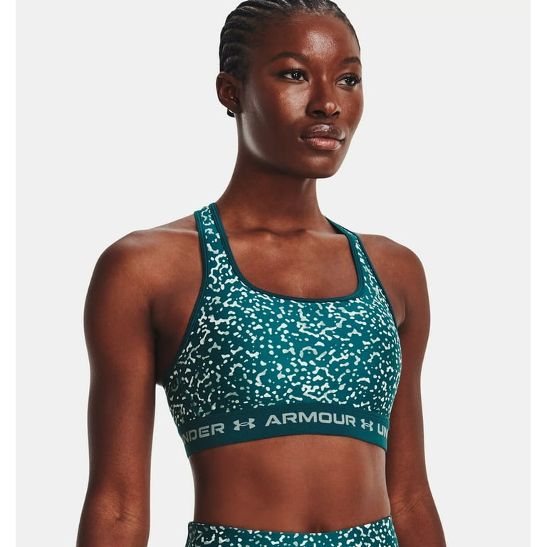 Under Armour Mid Crossback Womens Printed Sports Bra in Tourmaline