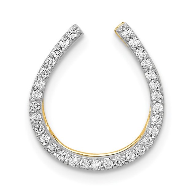 Diamond2Deal 14K Jaune Gold 1/6ct. Diamond Fer à Cheval Chain Slide Pendant for Women