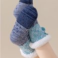 thumbnail image 5 of Fabrcox Unisex Fuzzy House Slipper Socks, Soft Plush Color Block, Non Skid Grips Fluffy Winter Indoor Crew Socks for Sleeping at Home (Blue), 5 of 7