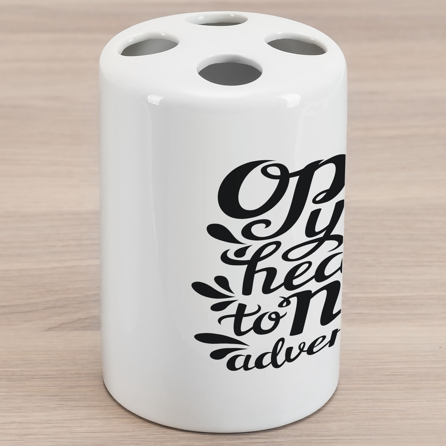Word Toothbrush Rack Adventure Ceramic Toothbrush Holder, Open Your Heart New Adventures ...