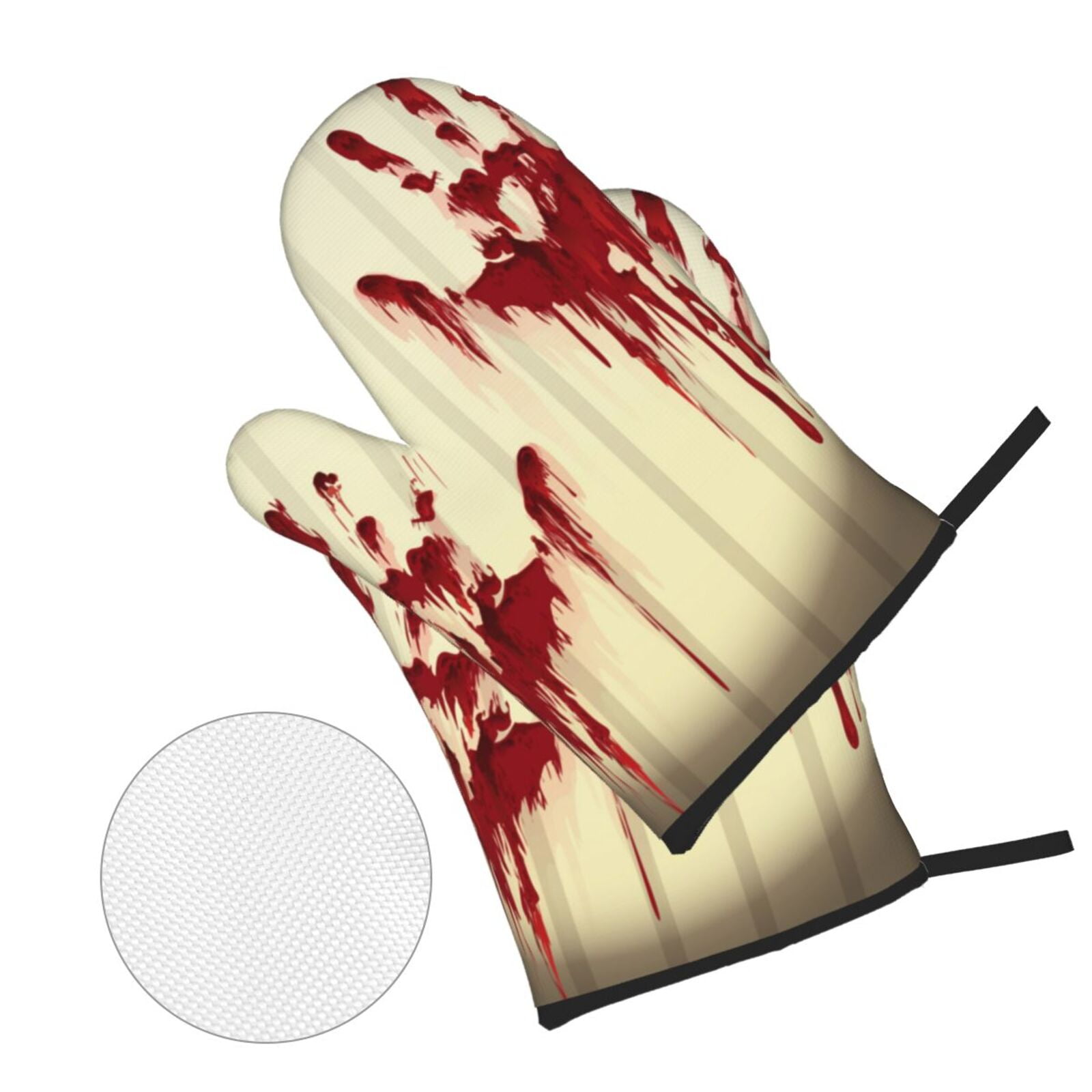 Splatter Bloody Hand Prints 4Pcs Oven Mitts and Pot Holders Sets Oven Kitchen Gloves Hot Pads for Cooking BBQ Baking Grilling