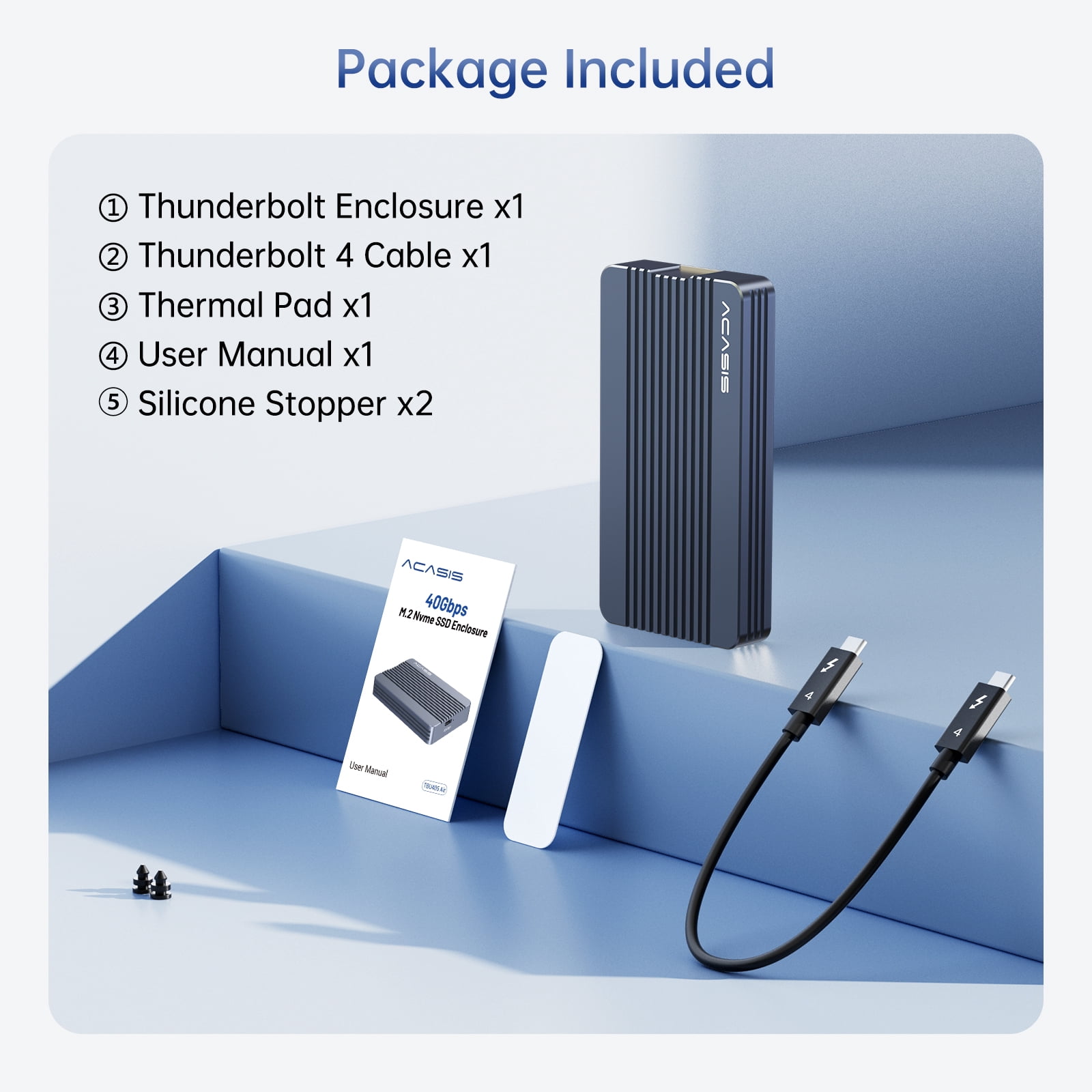 ACASIS 40Gbps M.2 NVMe SSD Enclosure with Aluminum Heat Dissipation & No Noise Design, Tool-Free Installation for M1/M2 Pro/Max, Support 2280 to 2230 SSD Sizes