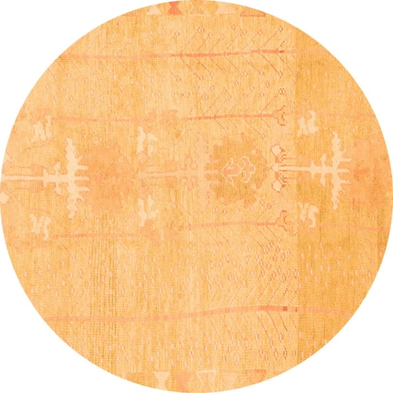 Ahgly Company Indoor Round Abstract Orange Modern Area Rugs, 7' Round