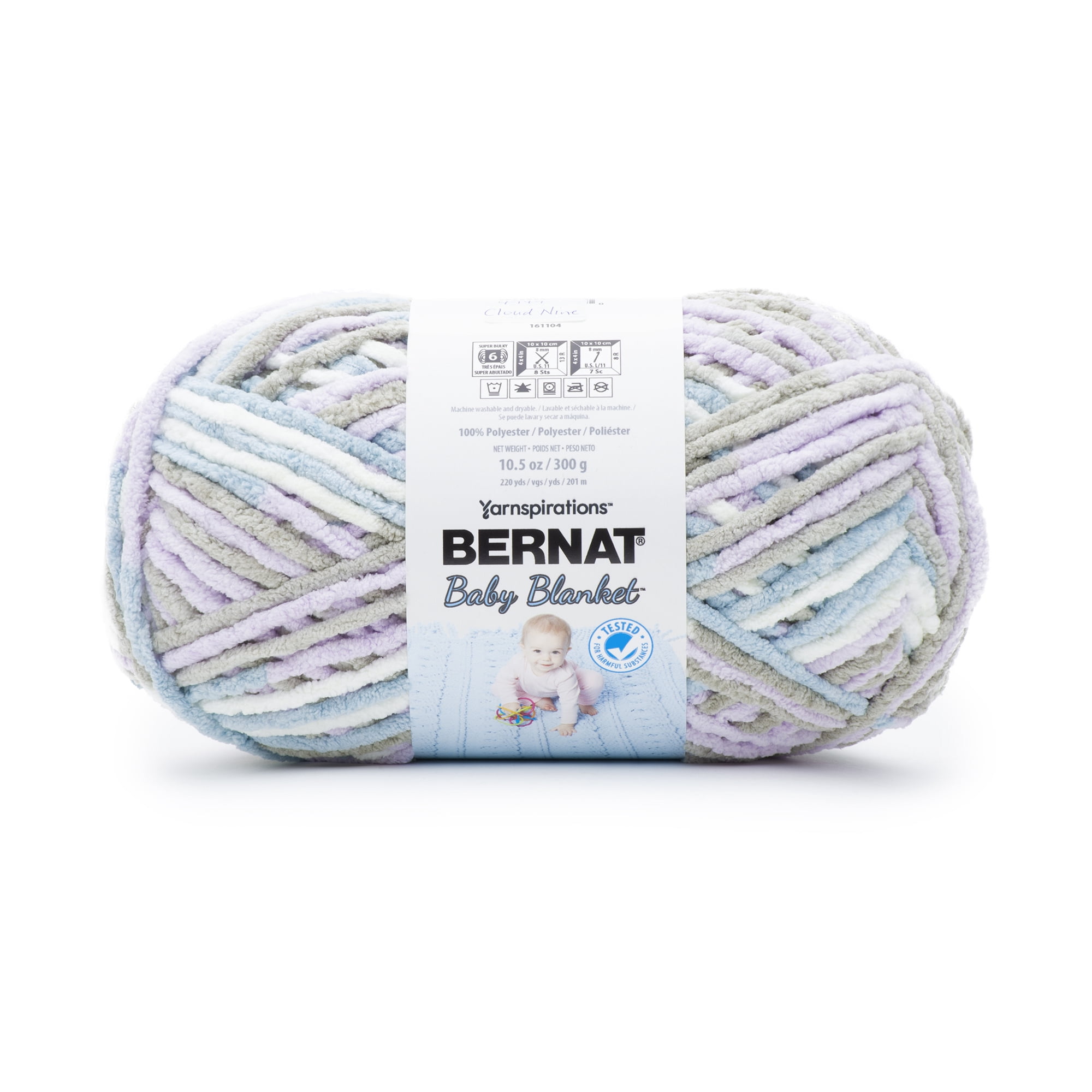 Bernat® Baby Blanket™ #6 Super Bulky Polyester Yarn, Cloud Nine 10.5oz/300g, 220 Yards (4 Pack)