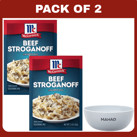 McCormick Beef Stroganoff Sauce Seasoning Mix 1.5 oz Packet-2pack-with Bowl
