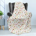 thumbnail image 4 of Ice Cream Soft Flannel Fleece Throw Blanket, Cartoon Doodle Style Creamy Delicious Diary Desserts with Various Flavors, Cozy Plush for Indoor and Outdoor Use, 50" x 60", Multicolor, by Ambesonne, 4 of 5