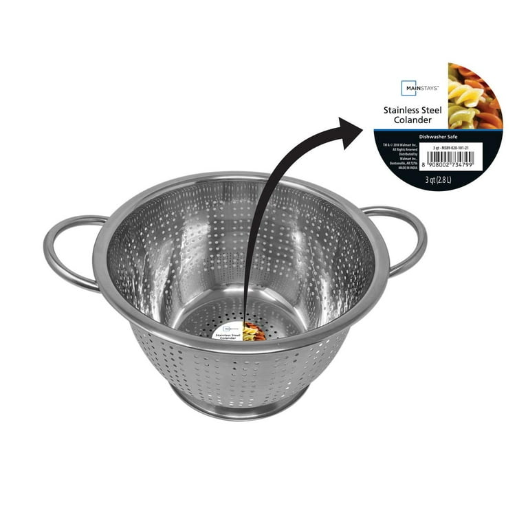 Priority Chef PriorityChef Colander, Stainless Steel 3 Qrt Kitchen Strainer  With Large Stable Base