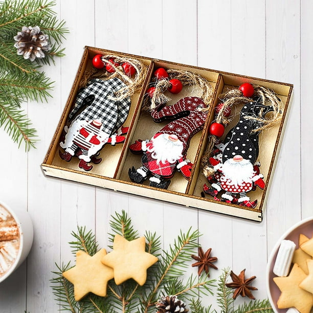 Adorno navideño de madera para colgar | Colgante de anciano sin rostro pintado | Accesorio de decoración navideña para el árbol o el hogar