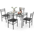 thumbnail image 1 of Gymax 5 Piece Dining Set Glass Top Table & 4 Upholstered Chairs Kitchen Room Furniture, 1 of 10