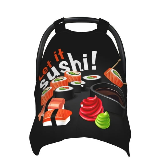 Car Seat Cover Baby - Sushi (2) Breathable Infant Car Seat Cover for Baby Carseat, Lightweight Comfort Baby Essentials Must Haves Newborn Stuff for Girl Boy