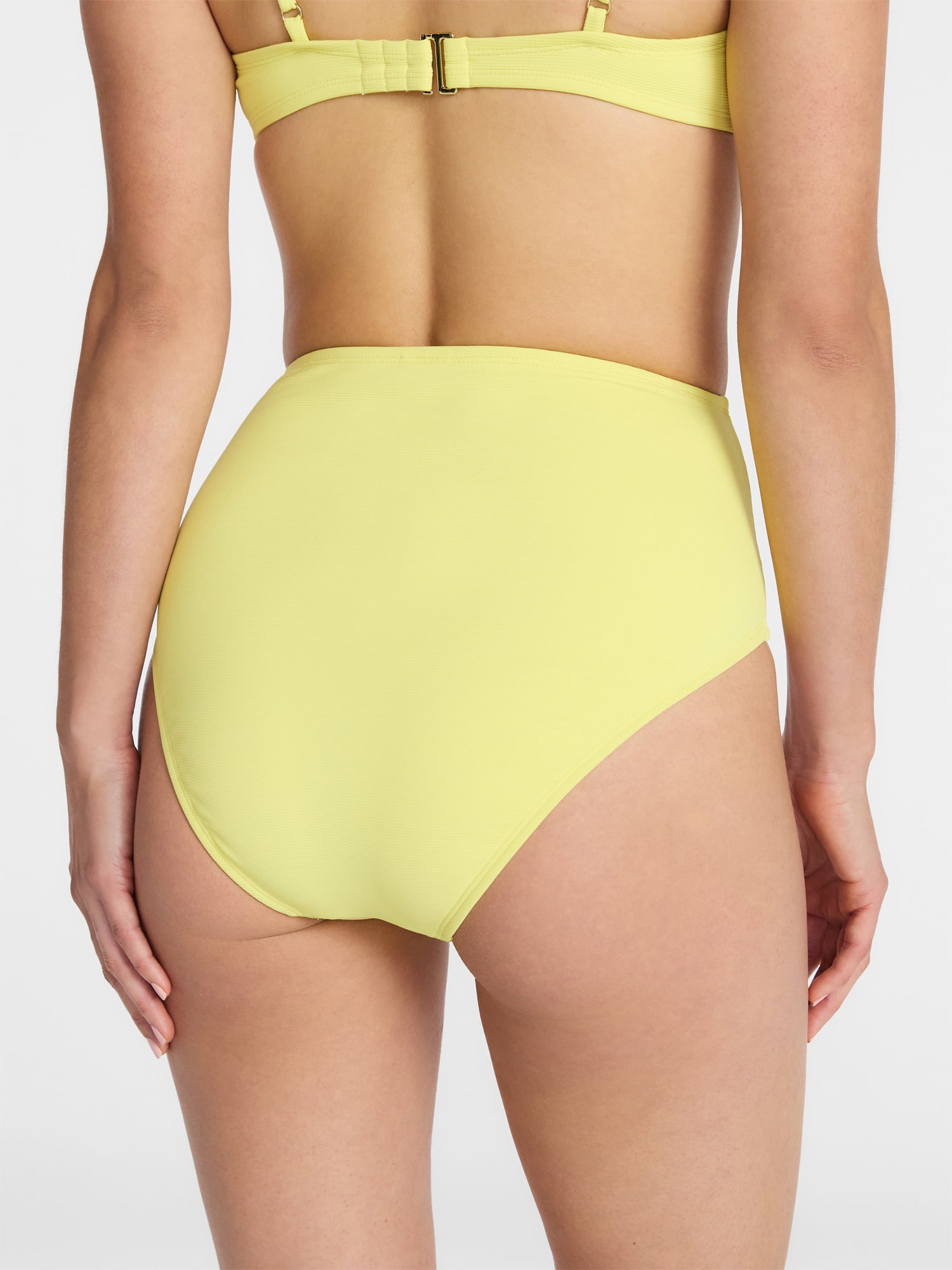 Time and Tru Women's and Women's Plus Ribbed High Waisted Bikini Bottoms, Sizes XS-3X