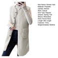 thumbnail image 7 of comerut Fall Winter Women Vest Coat Round Neck Loose Mid Length Sleeveless Single-breasted Pockets Cardigan Warm Thick Outwear Waistcoat, 7 of 7