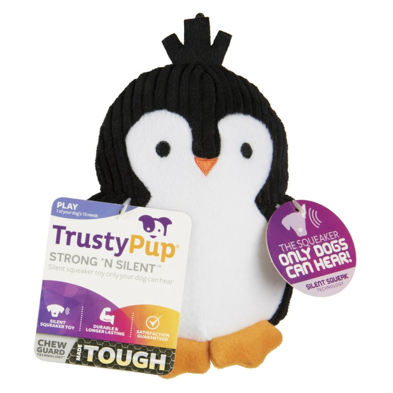 TrustyPup Ultrasonic Silent Squeaker Penguin Dog Toy, Chew