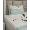thumbnail image 2 of Ambesonne Nautical Fitted & Top Sheet Set with Sham, Vintage Marine Anchor, Seafoam Beige and Black, 2 of 4
