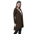 thumbnail image 3 of Moomaya Cardigan Long en Coton à Manches Longues Hi-Lo pour Femmes, 3 of 7