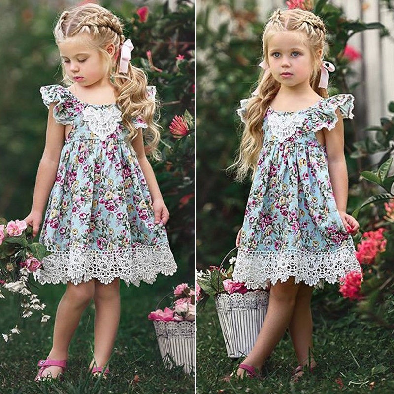 Girls Princess Pageant Dress Toddler Baby Wedding Party Flower Tutu Dress 2-7Y