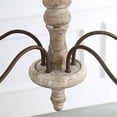 thumbnail image 3 of LNC 6-Light French Country Distressed Off-White Handmade Wood and Metal Candle Shape Chandelier, 3 of 14