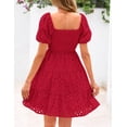 thumbnail image 2 of Vestido Prettygarden para mujer, de verano, con hombros descubiertos, color rojo, talla XL, 2 of 8