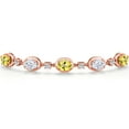 thumbnail image 3 of Gem Stone King 18K Rose Gold Plated Silver Canary Mystic Topaz and White Zirconia Bracelet for Women | 5.40 Cttw | Gemstone November Birthstone | Oval 7X5MM | Fully Adjustable 9 inch, 3 of 6