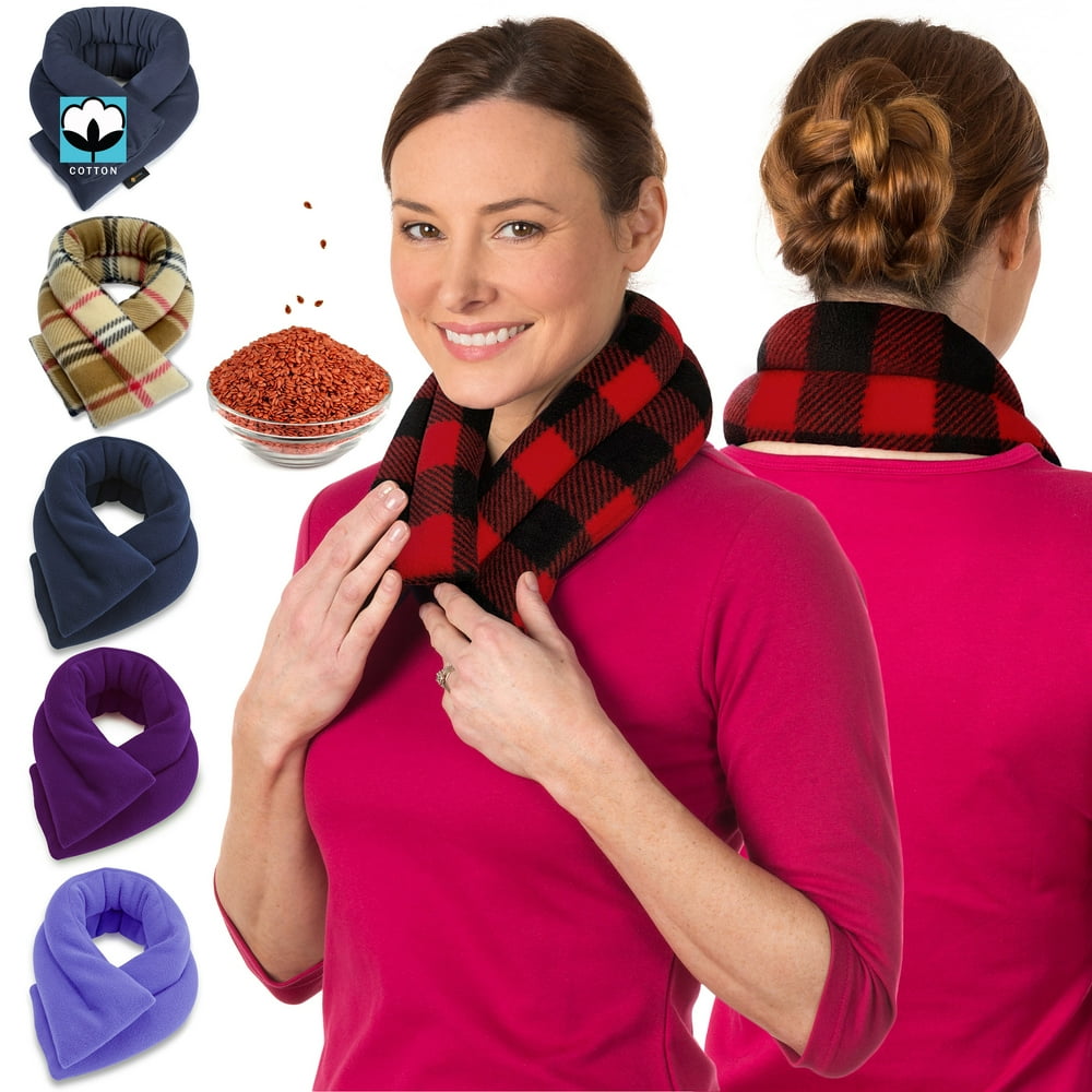 Sunny Bay Extra Long Neck Heating Wrap, Flax Seeds Filled Microwavable