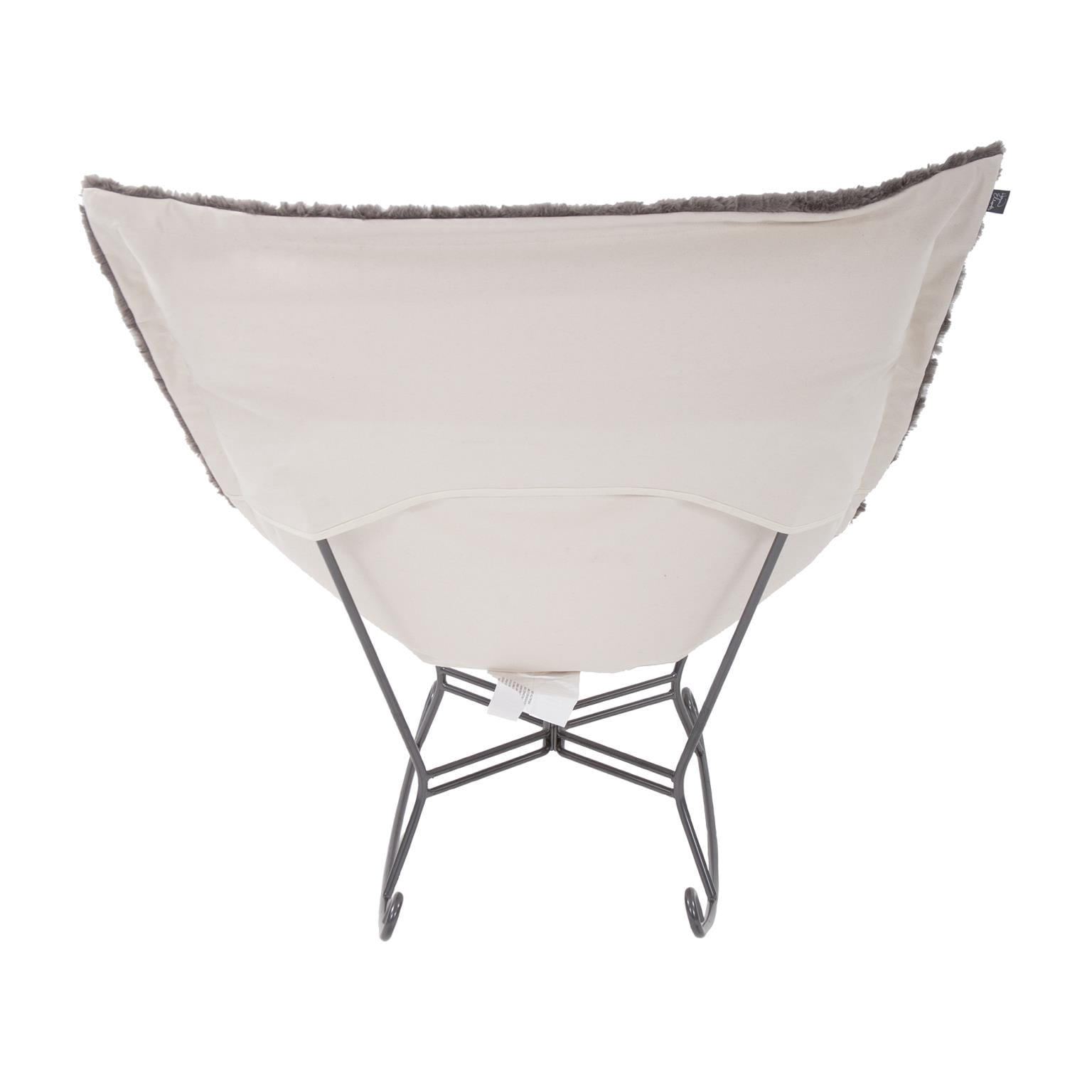 Scroll Puff Rocker Angora Stone