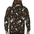 thumbnail image 7 of Picia Pirate Skulls Pattern Casual Men's Hoodie - Lightweight Hooded Sweatshirt with Kangaroo Pocket, Comfortable Pullover for Everyday, Travel-XX-Large, 7 of 7