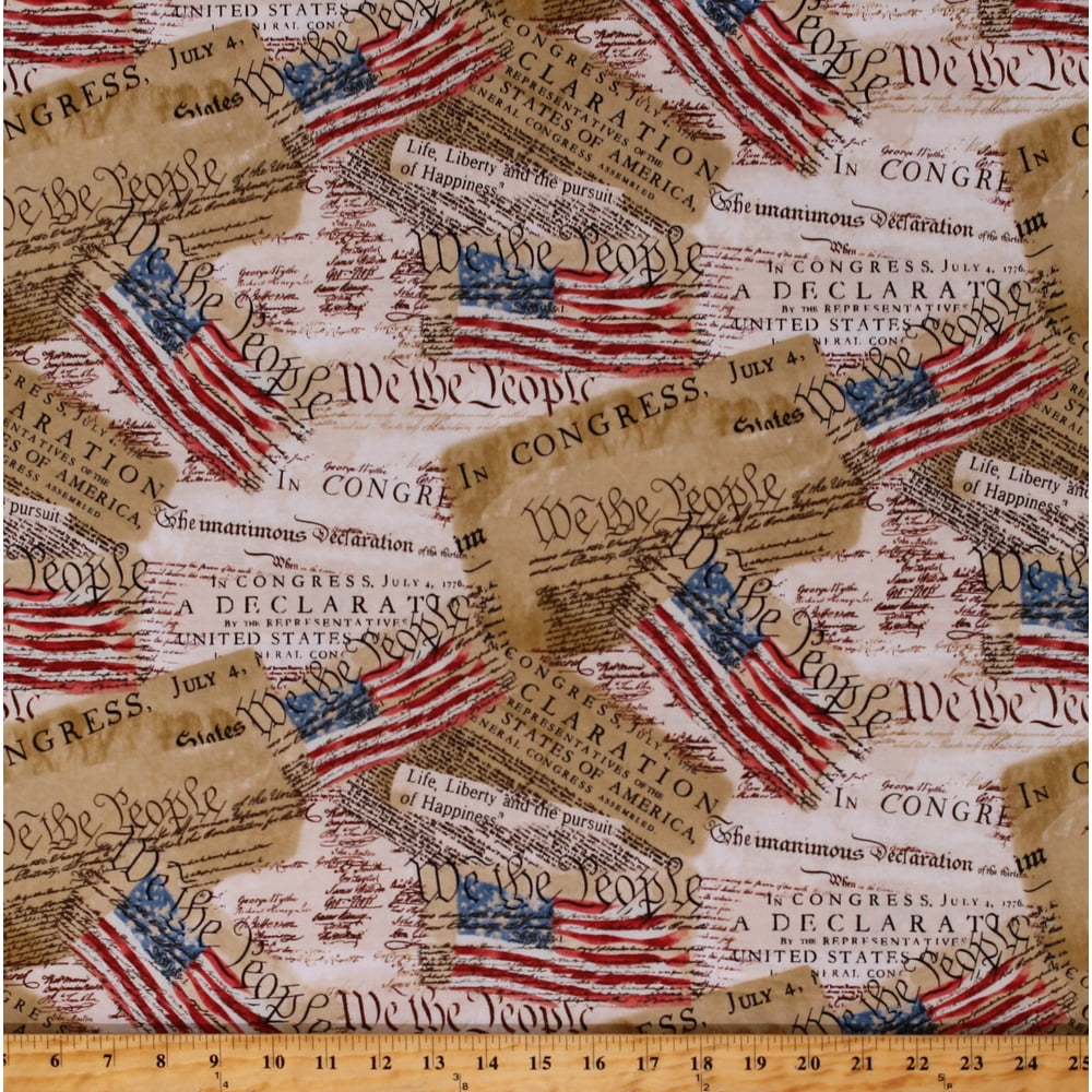 Cotton Declaration of Independence American Flag Freedom Cotton Fabric