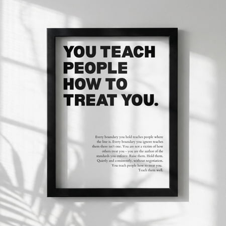 You Teach People How To Treat You Poster Powerful Motivational Wall Art Success Quote Poster Print Only