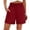 Wine, variant on Casual Cotton Linen Shorts for Women Drawstring Elastic Waist Plus Size Summer Comfy Lounge Shorts with Pockets