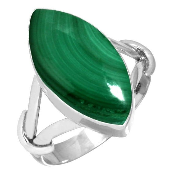 Natural Malachite Women Jewelry 925 Sterling Silver Ring
