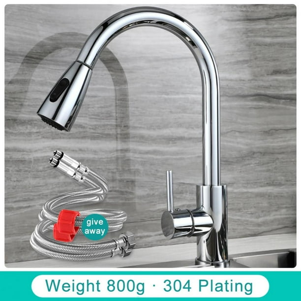 Brushed nickel pullout kitchen faucet