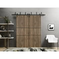 thumbnail image 3 of Sliding Closet Barn Bypass Doors 64 x 84 inches | Planum 0014 Walnut with Frosted Glass | Sturdy 6.6ft Rails Hardware Set | Wood Solid Bedroom Wardrobe Doors, 3 of 6