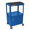 Luxor 300 lb. 24" x 18" 3-Shelf Blue Utility Cart with locking cabinet