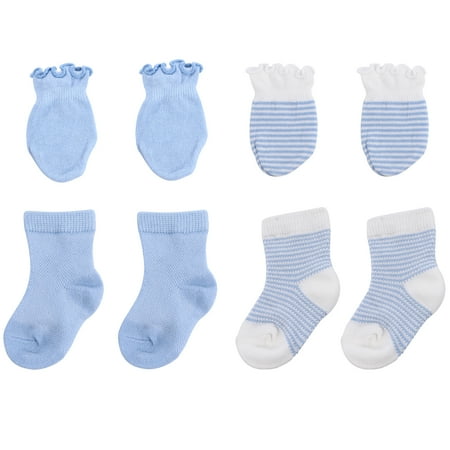 

4 Pairs Baby Socks Gloves Adorable Comfortable Newborn Ankle Socks Mittens