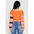 thumbnail image 5 of Womens Daisy Color Block Patch Cropped Button Front Cardigan, 5 of 5