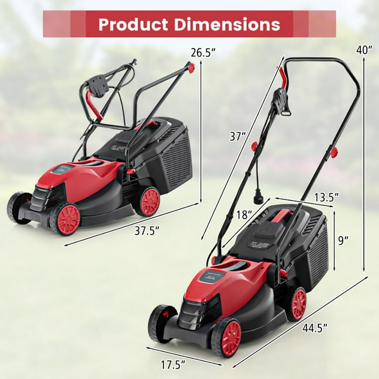 Spaco 10 AMP 13 Inch Electric Corded Lawn Mower with Collection Box Red Battery Lawn Mower Cuts Quietly Compact Lightweight Lawn Mower Walmart