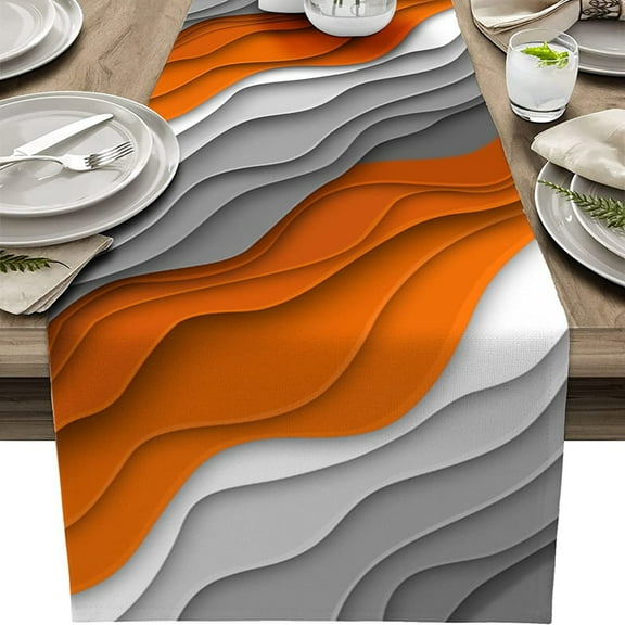 Fall Orange Table Runner Dresser Scarvess Grey Modern Geometric Dining Table Rrunners Abstract Runners Decor 13" x 72"